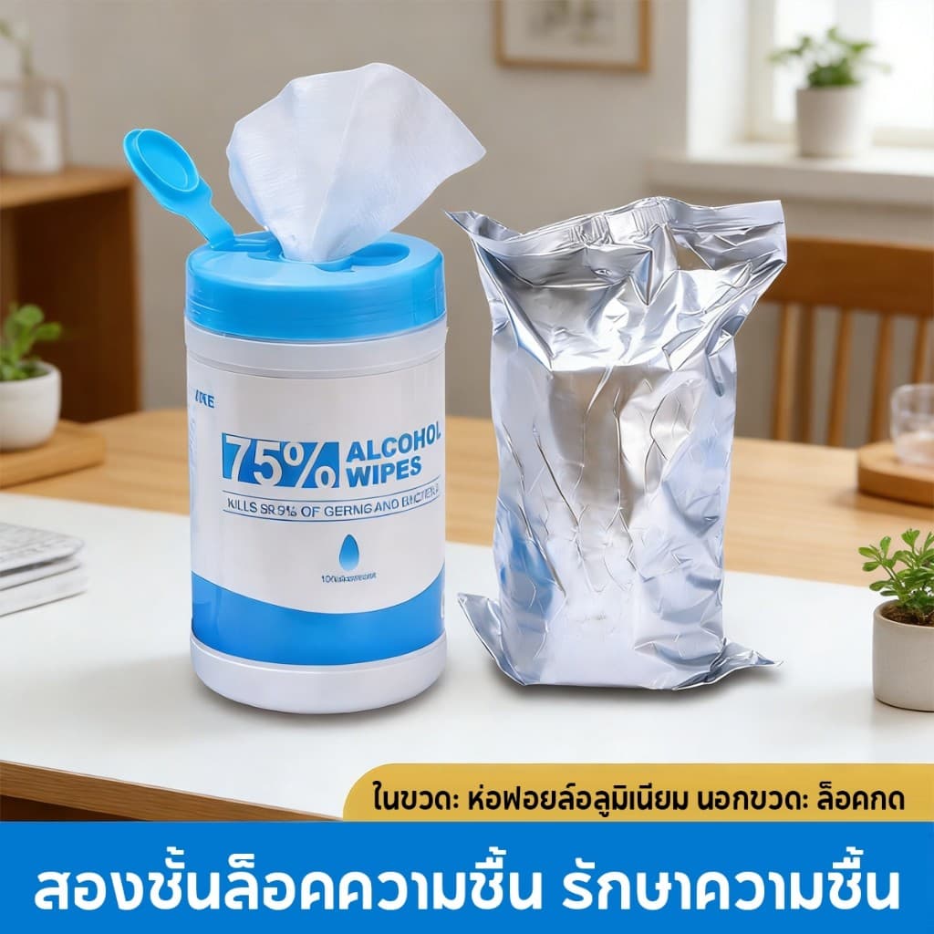 ทิชชู่แอลกฮอล์75% ยับยั้งแบคทีเรีย99% Alcohol wipes ขนาดพกพา ไม่ระคายเคืองผิวทิชชูเปียกเช็ด พกพาสะดวก รูปที่ 3