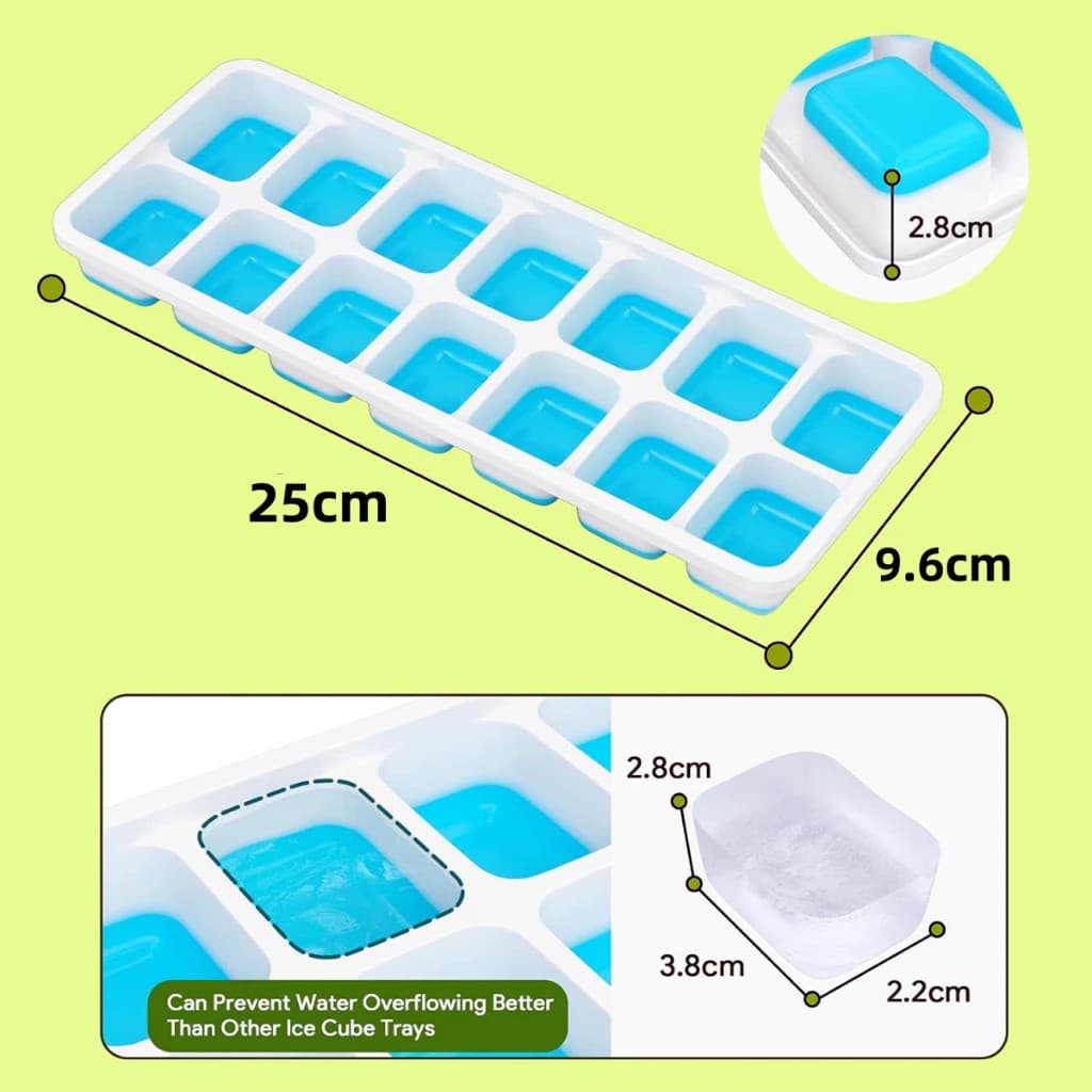 COZII ม่พิมพ์น้ำแข็ง ที่ทำน้ำแข็ง ถาดทำน้ำแข็ง14 ช่อง ฟู้ดเกรด Ice Maker ถาดน้ำแข็ง พิมพ์ซิลิโคนบล๊อก Food Grade พร้อมฝ รูปที่ 3