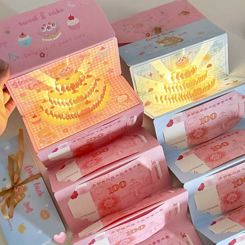 กล่องของขวัญวันเกิด แบบดึงเงินสด DIY ดนตรี+โคมไฟ หลายสไตล์ ของขวัญวันเกิด ซองจดหมายสีแดง รูปที่ 7