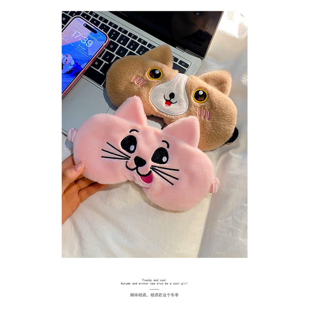 น่ารักการ์ตูนตุ๊กตาตาหน้ากากชายหญิงนอนแรเงาทุ่มเทไม่มีความดันตาไม่บีบหูช่วยนอนป้องกันดวงตาบรรเทาไขมันตา รูปที่ 5