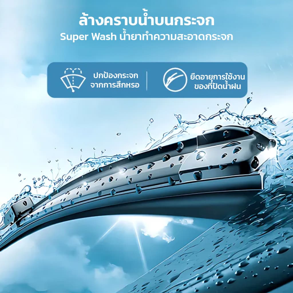 WATTS น้ำยาล้างกระจก 2L ทำความสะอาดกระจกรถยนต์ Premium Glass Cleaner ขจัดคราบสกปรก คราบแมลง มูลนก รูปที่ 7