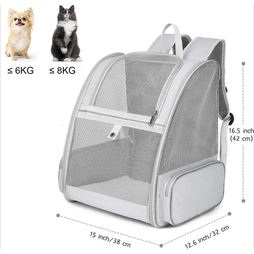 Cat Dog Backpack กระเป๋าเป้แมว กระเป๋าใส่สัตว์เลี้ยงสำหรับสุนัขและแมว ลูกสุนัข ตาข่ายระบายอากาศได้เต็มที่ รูปที่ 3