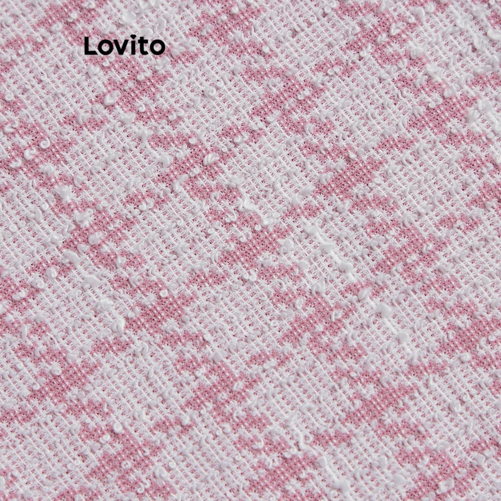 Lovito สง่างาม ฤดูใบไม้ผลิและฤดูร้อนเสื้อผูกด้านหน้าพื้นผิวผ้าลายสก๊อตลูกไม้ขึ้นเสื้อผู้หญิง L90AD001 รูปที่ 6