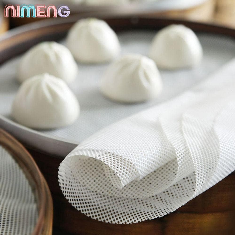 NIMENG แผ่นรองตาข่ายนึ่งทรงกลม, อุปกรณ์อบขนมในครัว แผ่นขจัดน้ําซิลิโคนไม่ติด, แผ่นรองนึ่งแบบหนาแบบใช้ซ้ําได้ รูปที่ 1