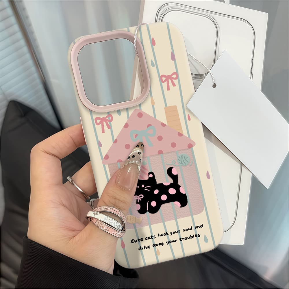 แมวโบว์ผีเสื้อ Silicone TPU เคสไอโฟน For iPhone 11 17 16 15 12 13 14 15 Pro Max 13 14 12 XR X XS Max 7 8 Plus เคสมือถือ รูปที่ 5