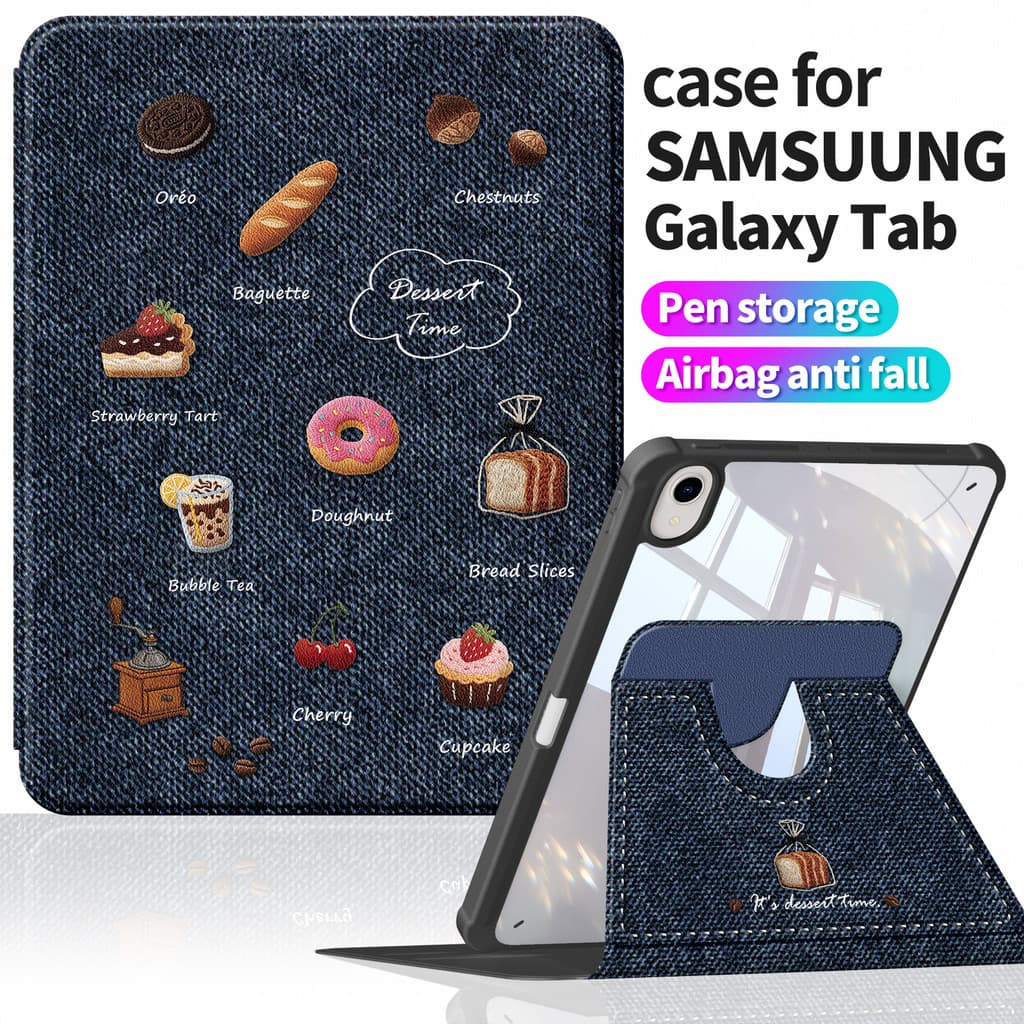 เคส Samsung Tab A9 8.7 | Tab A7 Lite 8.7" หนัง PU ทําความสะอาดง่าย | รูปแบบ DIY แสนสนุก | ด้านหลังอะคริลิคกันกระแทก | แท็บ A11 8.7" แท็บ A9+ 360°ก1531牛仔面包 รูปที่ 1