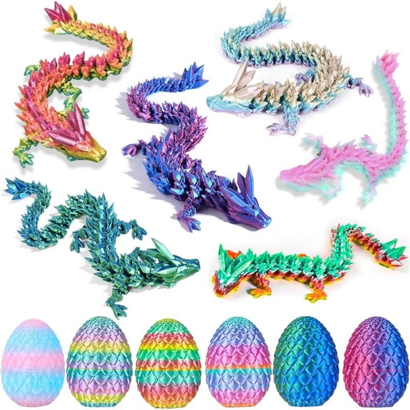 Creative Movable Articulated Dragon ของเล่น 3D การพิมพ์ไข่มังกรเดสก์ท็อปตกแต่งของขวัญ Supply รูปที่ 1
