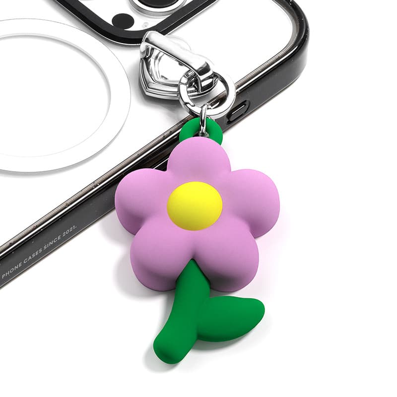 Pretty Silicon Beautiful Flower Special Romantic Heart Phone Wristlet lanyard Pendant คุณภาพสูง เชือกคล้องโทรศัพท์มือถือ รูปที่ 4