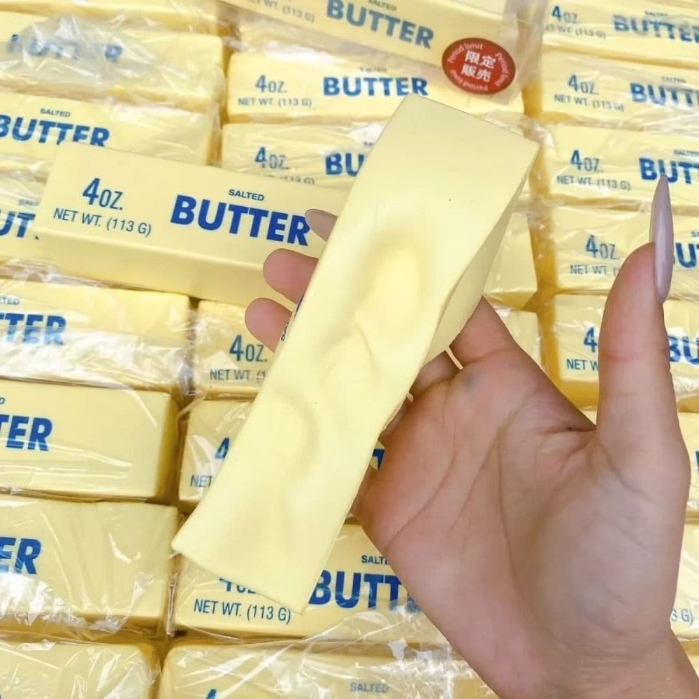 UNUF Butter Stick ของเล่นบีบ, Release Hand Sensory Soft Slow Rebound Butter Stick, Venting Ball 14.5 ซม.ยืดสมจริง Butter Sticks ของเล่นเด็ก รูปที่ 5