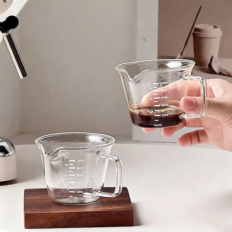 BlueBird แก้วตวง 100มิล เอสเพรสโซ่ พร้อมหูจับ แก้วตวงกาแฟ มีปากเท ถ้วยแก้วเอสเพรสโซ่ IZLN รูปที่ 2