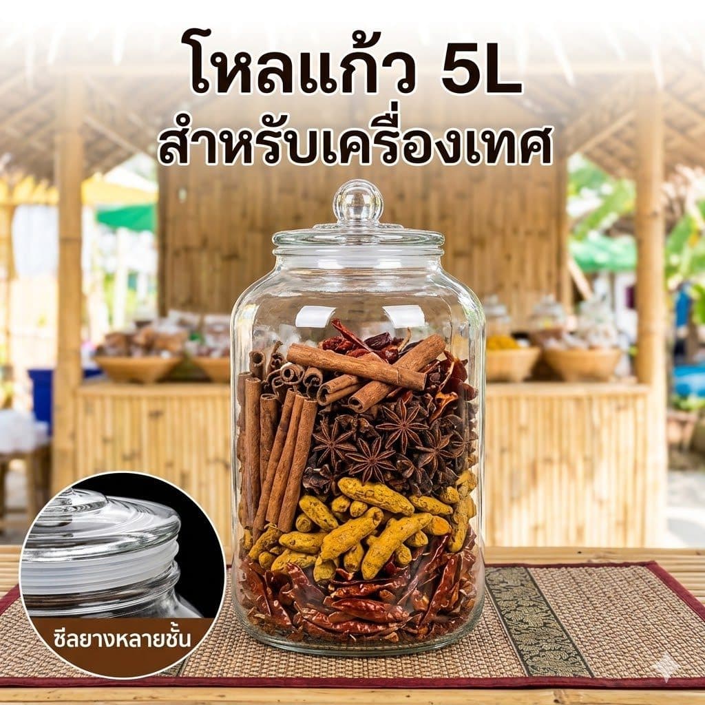 ร้านคนไทย! ขวดโหลแก้วมีฝาปิดอย่างสนิท หนา!ขนาดใหญ่ โหลกลม2/3/5ลิตร/8ลิตร สําหรับใส่อาหาร ขนมขบเคี้ยว ธัญพืช โหลดอง รูปที่ 4