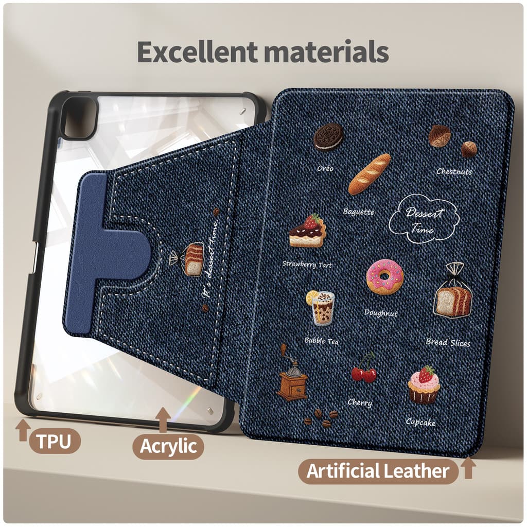 เคส Samsung Tab A9 8.7 | Tab A7 Lite 8.7" หนัง PU ทําความสะอาดง่าย | รูปแบบ DIY แสนสนุก | ด้านหลังอะคริลิคกันกระแทก | แท็บ A11 8.7" แท็บ A9+ 360°ก1531牛仔面包 รูปที่ 2