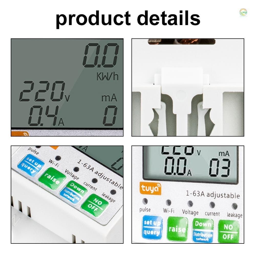 Tuya WiFi อัจฉริยะอัตโนมัติ จอแสดงผล LCD สวิทช ์ Power Meter Protections Values Settable รองรับ COD รูปที่ 9