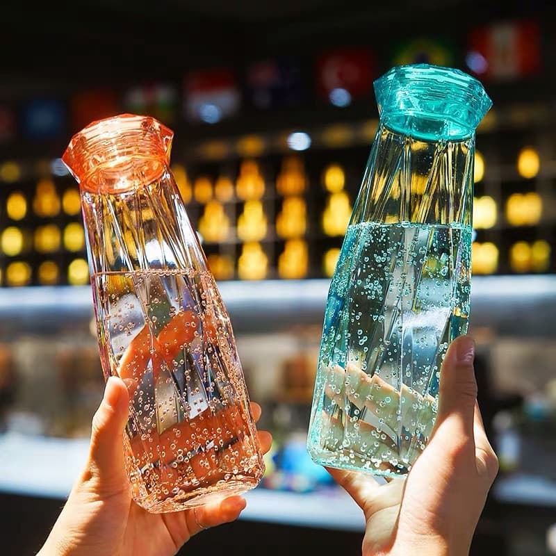 ขวดแก้วคริสตัล ขนาด 500ml. รูปเพชร ขวดน้ำลายเพชร ขวดแก้วใส กระบอกแก้วน้ำ มีให้เลือก 5สี ดีไซน์สวยงาม รูปที่ 5