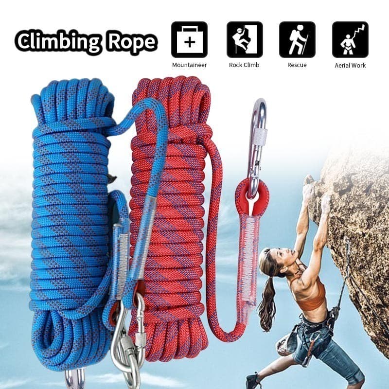 10m/40m เชือกโรยตัว เชือกปีนเขา อุปกรณ์ปีนเขา อุปกรณ์โรยตัว Climbing Rope w/ Hook High Strength Emergency Safety Fire รูปที่ 8