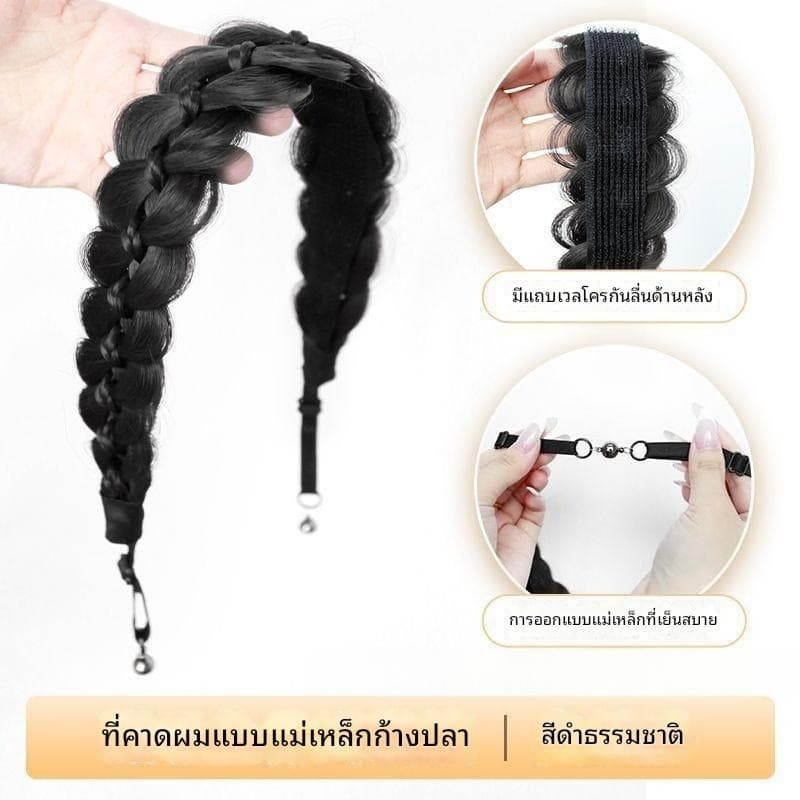 โบว์ผมปลอม สายรัดผมมีแม่เหล็ก โบว์ผมกบเหลี่ยม/กระดูกปลา ยาวสูงหน้าผาก สายรัดผมแม่เหล็ก สร้างทรงม้าหาง อุปกรณ์ตกแต่งผม รูปที่ 9