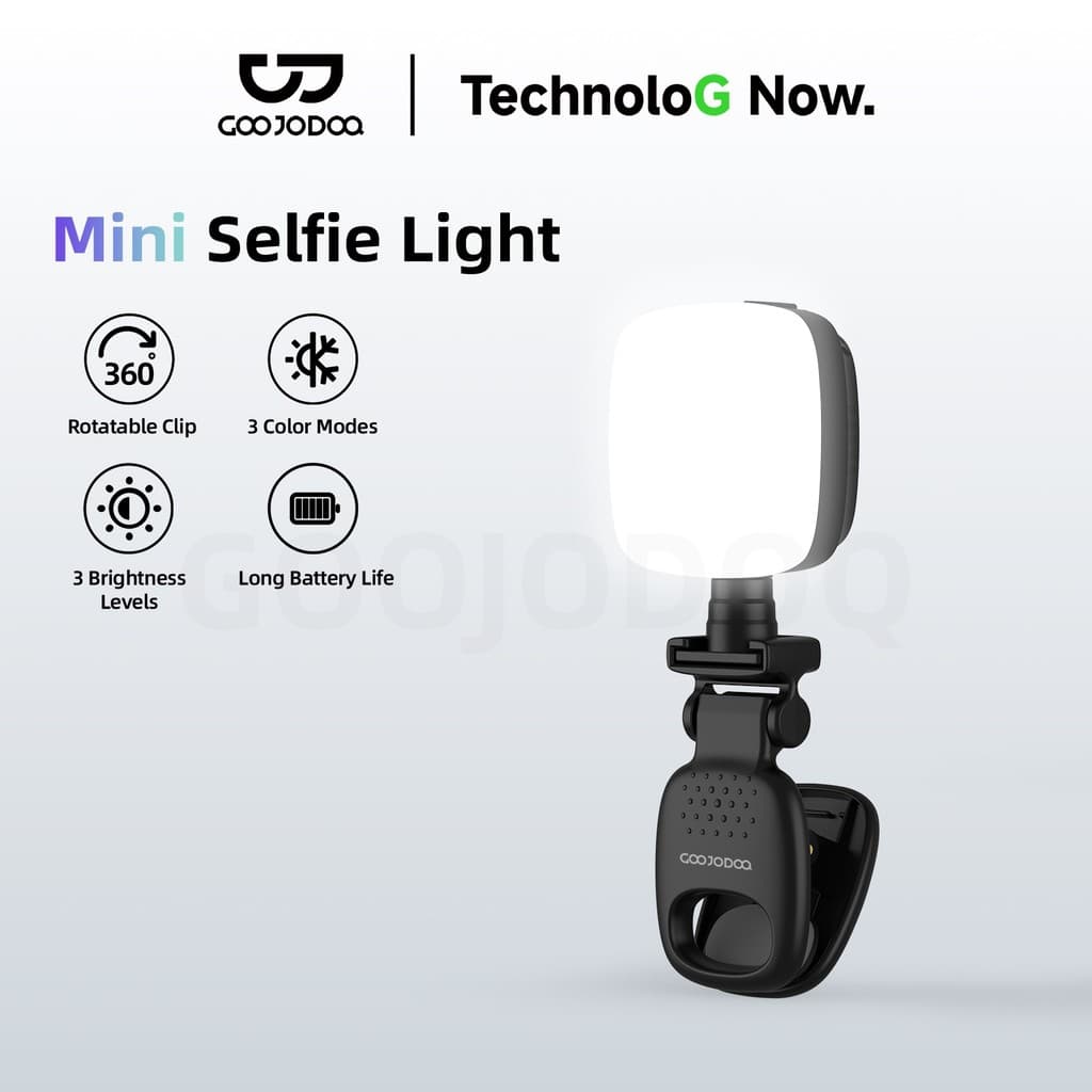 GOOJODOQ Selfie Fill Light 3 โหมดสี & 3 ระดับความสว่าง True-to-Life Skin Tones คลิปที่ปลอดภัยพร้อมมุมยืดหยุ่น