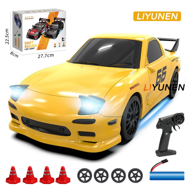 1/24 4WD RC Drift รถของเล่น RX7 GTR รุ่น Proportional คันเร่งรีโมทคอนโทรลความเร็ว Racing กีฬา Mitsubishi EVO Porsche Mustang รถของเล่นเด็ก AE86