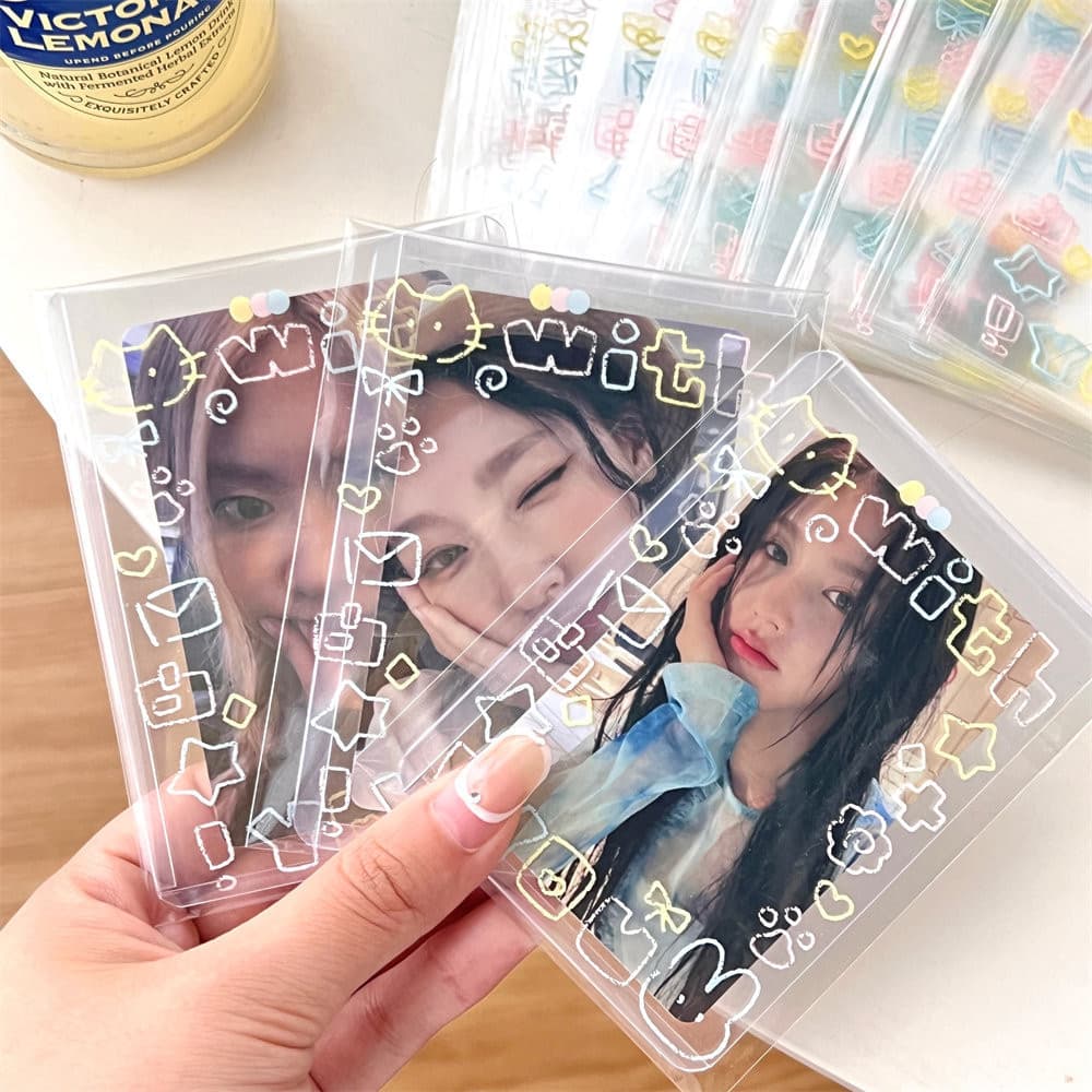 COZII ถุงซีลเก็บการ์ดไอดอล 100ชิ้น ลายแมวน่ารัก โปร่งใส กันน้ำ กันฝุ่น กันรอย ซองใส่โฟโต้การ์ด การ์ดสะสม 8x10+3ซม รูปที่ 2
