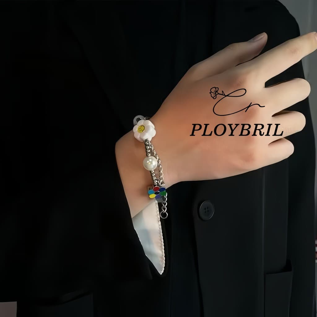 PLOYBRILสร้อยคอ-กำไลข้อมือ ดอกไม้ Unisex ชายหญิง ดีเทลแฟชั่นสุดฮิต Premium necklace flower Unisex S024/X038 รูปที่ 7
