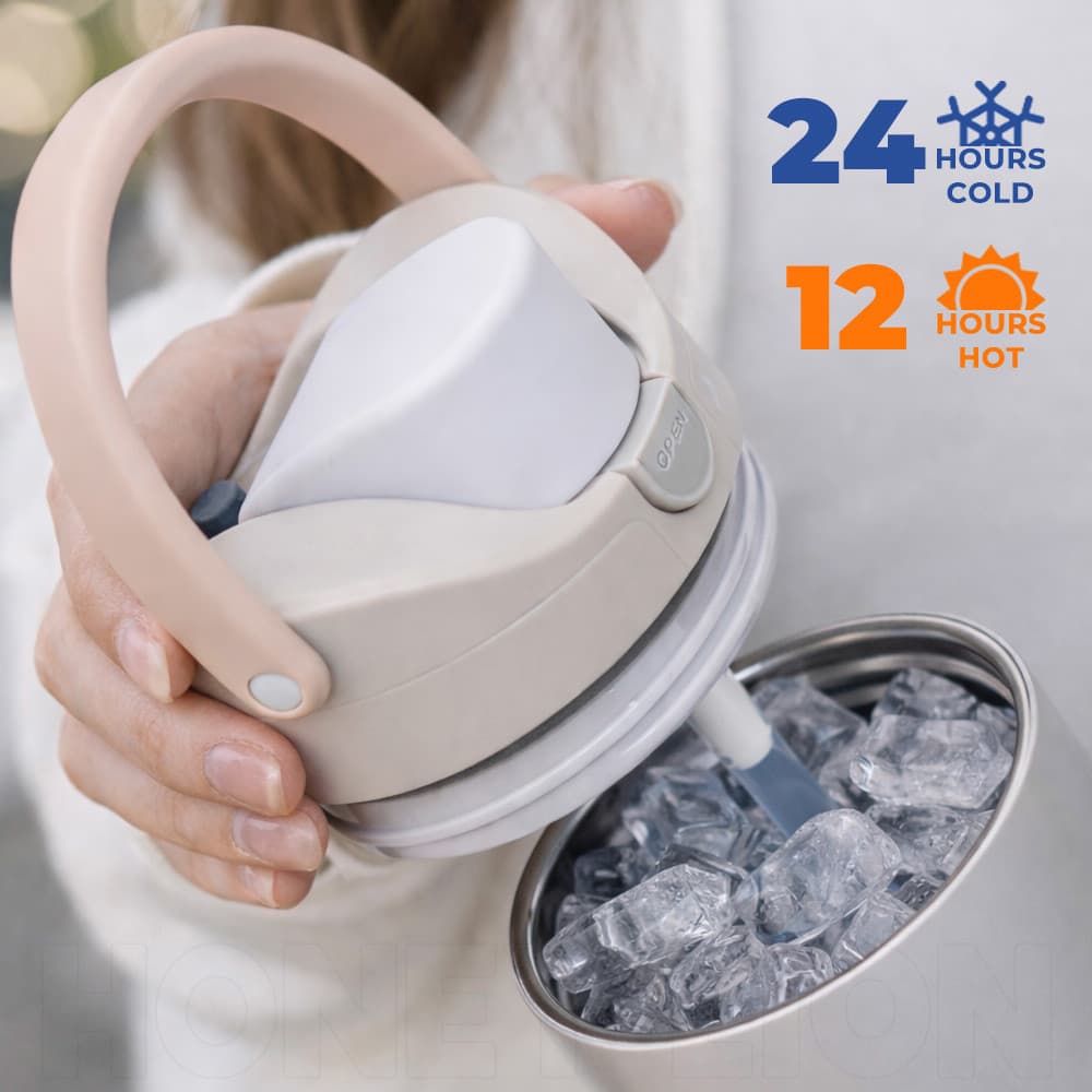 HoneyLion - แก้วน้ำ 2-in-1 ดื่มได้ 2 แบบ เปิดง่ายด้วยมือเดียว 900ml สแตนเลส 304 ฟู้ดเกรด ปลอดภัยไร้กลิ่น รูปที่ 6