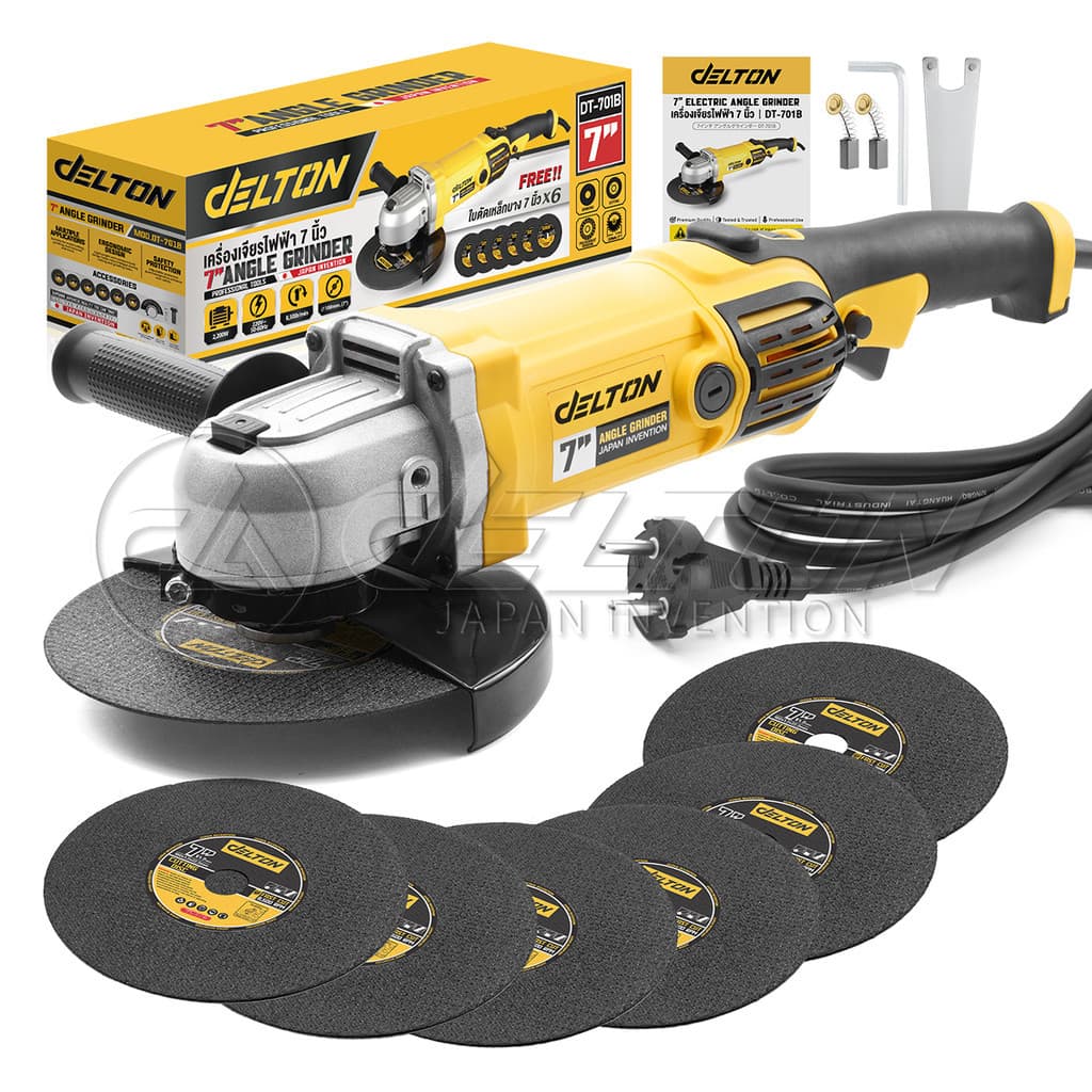 DELTON เครื่องเจียรไฟฟ้า 7 นิ้ว 2200 วัตต์ Angle Grinder รุ่น DT-701B พร้อมด้ามจับ และฝาครอบป้องกัน แถมฟรี ใบตัด 6 แผ่น รูปที่ 8