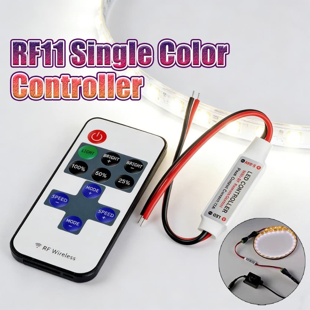 ร้านคนไทย！ RF11 12V รีโมทคอนโทรลไร้สาย Controller Dimmer หัวสองด้าน อุปกรณ์เสริม สําหรับ Mini LED Strip Light รูปที่ 4