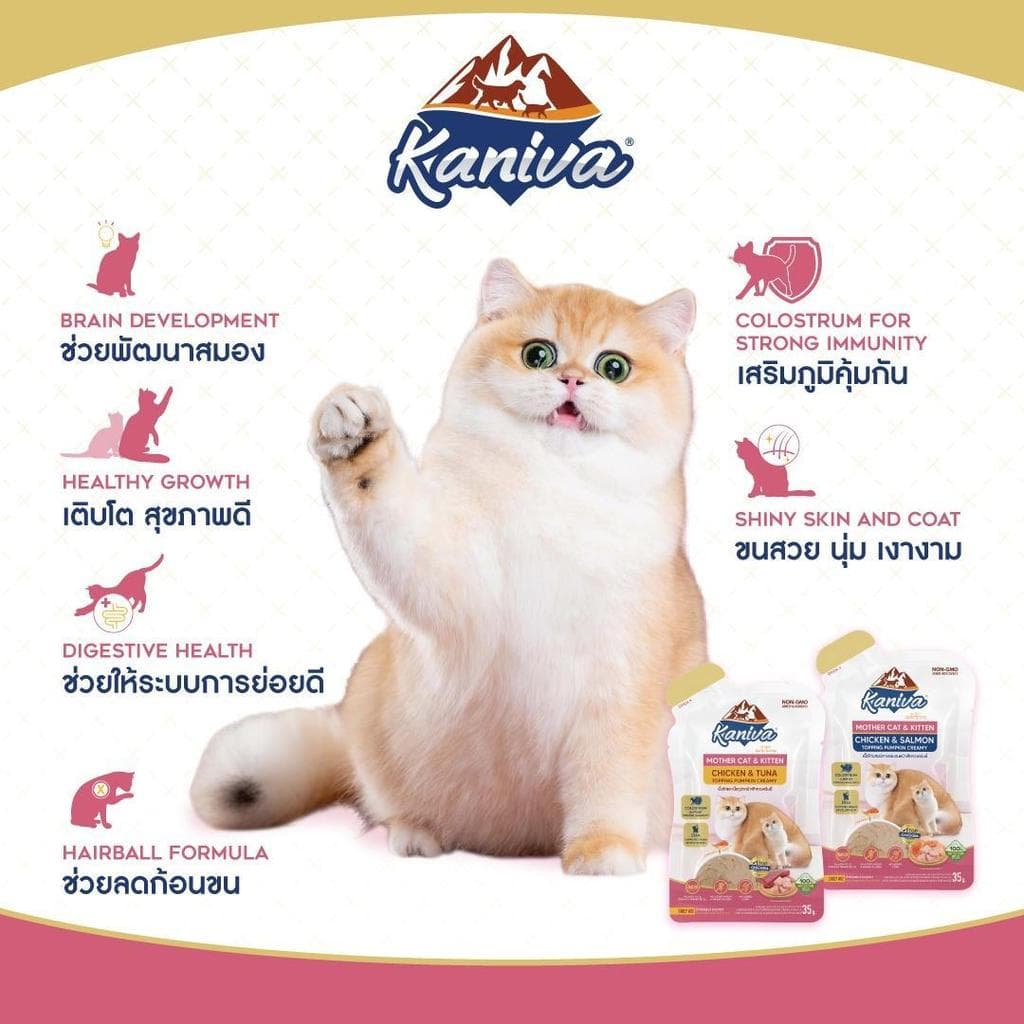 ใหม่! Kaniva Mother Cat & Kitten อาหารเปียกสำหรับแม่แมวและลูกแมว แบบซอง ขนาด 35 กรัม รูปที่ 6