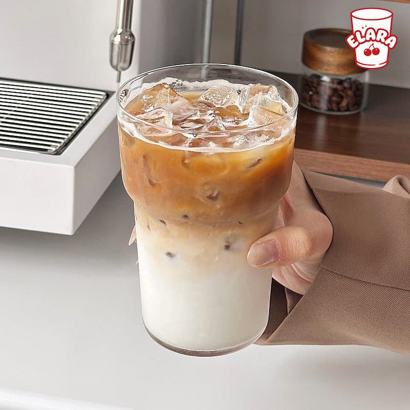 แก้วสไตล์เรียบง่ายส่วนตัว หนาแน่น ทนทาน 450ml เหมาะกาแฟเย็น นม น้ำผลไม้ คาเฟ่ บ้าน รูปที่ 7
