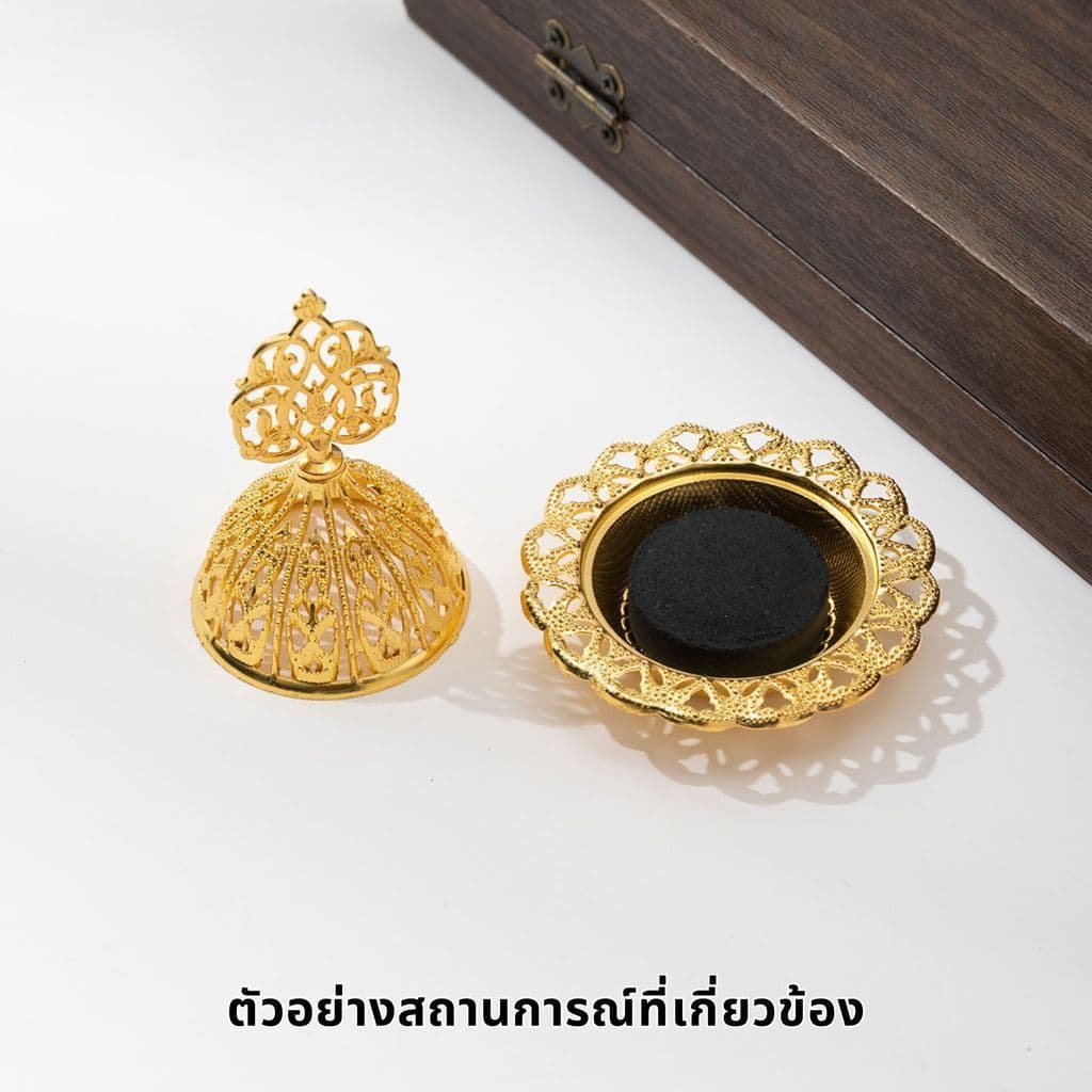 กระถางธูป แบบพกพา กำยาน ที่ใส่กระถางไฟ โกลเด้น เตาอโรม่า ที่ใส่กระถางไฟ วินเทจ สไตล์อาหรับ ตกแต่ง หรูหรา บูชา ถวายเทพ รูปที่ 3