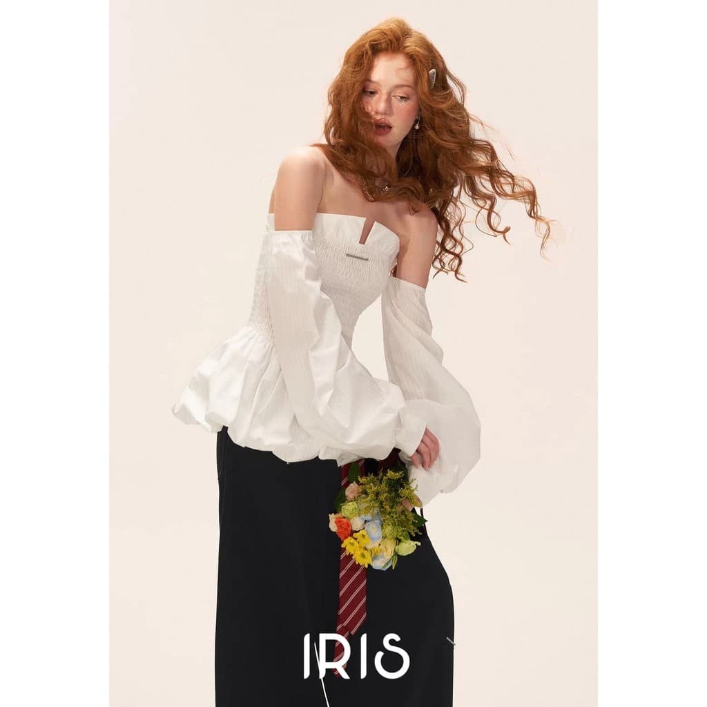 IRIS BOUTIQUE 26ssNew collectionIS8744Elara Off-Shoulder Smocked Peplum Top ดีไซน์เสื้อเปิดไหล่สม็อคช่วงอก รูปที่ 4