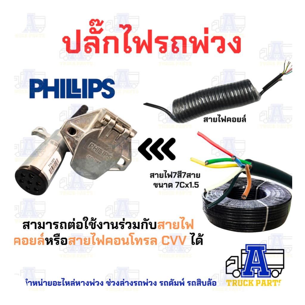 ปลั๊กไฟรถพ่วง 7สาย Phillips ปลั๊กไฟรถบรรทุกพ่วง สายไฟ7สี7สาย ปลั๊กไฟตัวผู้ เต้ารับปลั๊กไฟตัวเมี... รูปที่ 8
