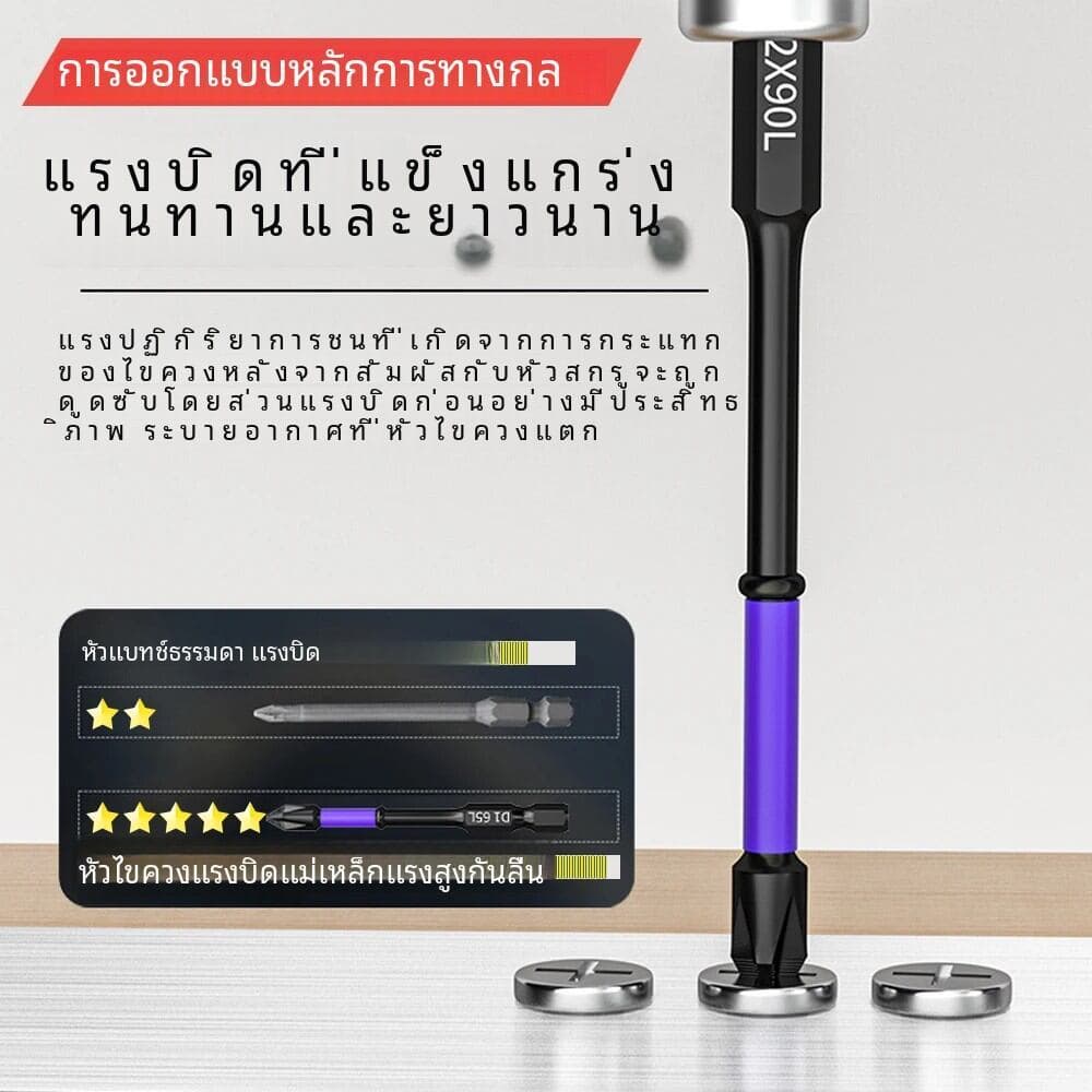 10/20PCS ชุดแม่เหล็กหัว PH2 Cross ไขควงชุดสว่านกระแทกสกรูเหล็กลื่นไขควง 25 มม./150 มม. รูปที่ 3