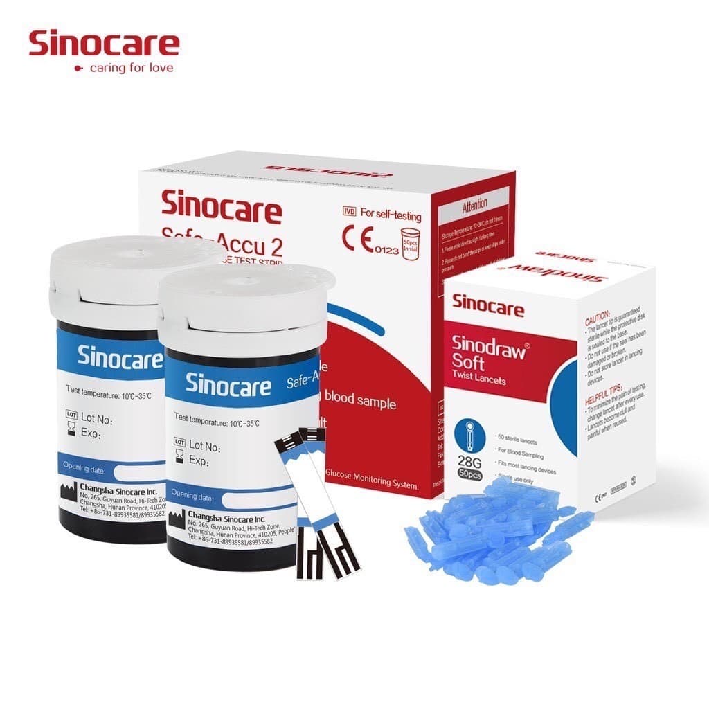 sinocare แผ่นตรวจน้ำตาล safe Accu2 จำนวน 25 แผ่น รูปที่ 1