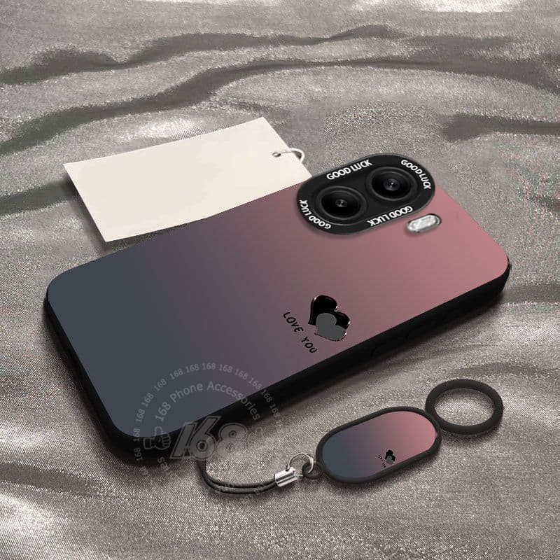 เคส OPPO A6X A6S A6t A6 เคส OPPO A6t Pro เคสไล่สีรูปหัวใจ กันกระแทก พร้อมที่ป้องกันเลนส์กล้อง หนังสายนำโทรศัพท์ ซิลิโคนด้านนุ่มกันลายนิ้วมือ สำหรับเด็กผู้ชาย เด็กผู้หญิง และนักเรียน รูปที่ 1