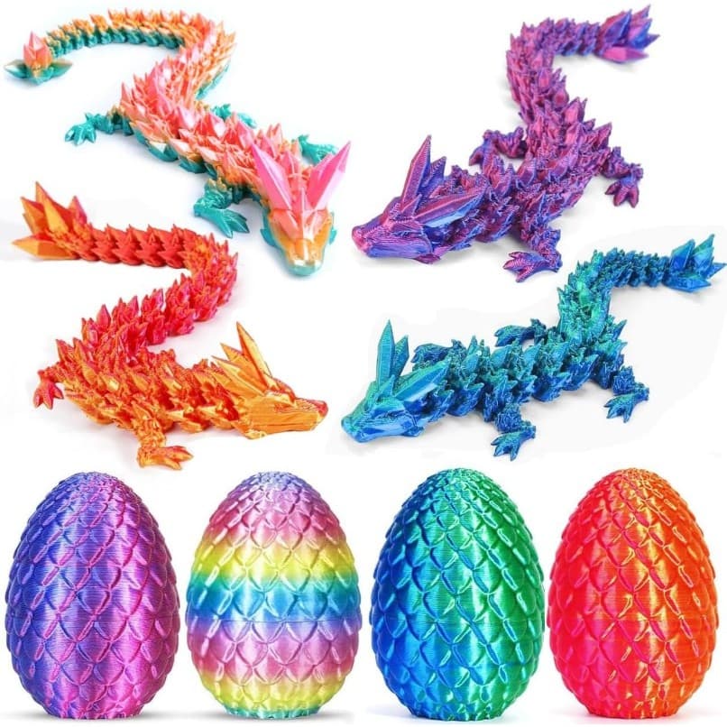 Creative Movable Articulated Dragon ของเล่น 3D การพิมพ์ไข่มังกรเดสก์ท็อปตกแต่งของขวัญ Supply รูปที่ 2