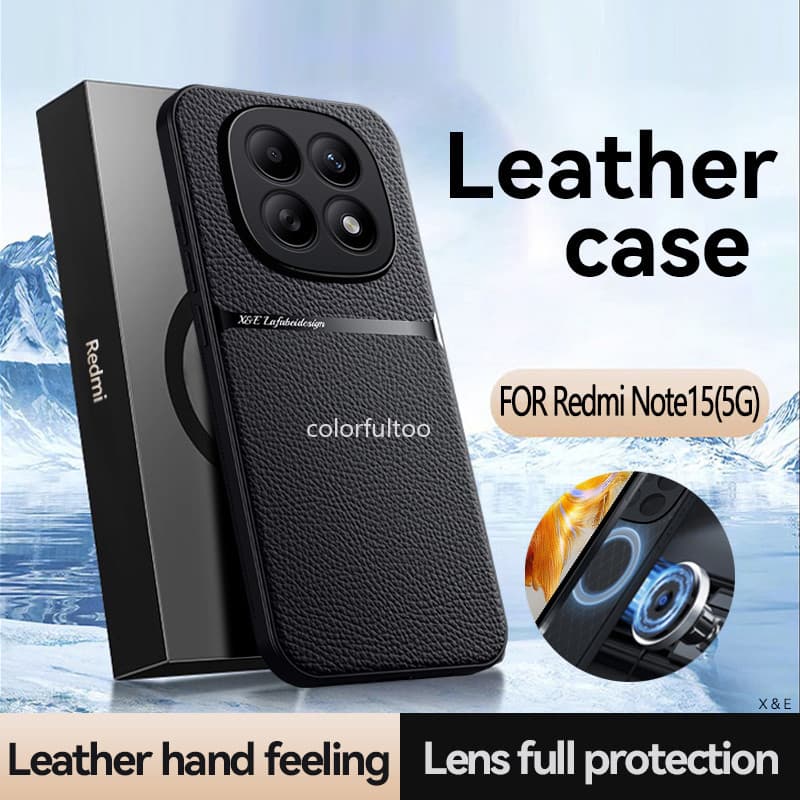 Redmiหมายเหตุ15 2026เคสโทรศัพท์สําหรับRedmiหมายเหตุ15 Pro Plus 15Pro + Note15Pro 4G 5Gหนังหรูหราผู้ถือรถแม่เหล็กกันกระแทกปลอกAnti-Fallกันชนกล้องเลนส์ปกป้องปกหลัง รูปที่ 1