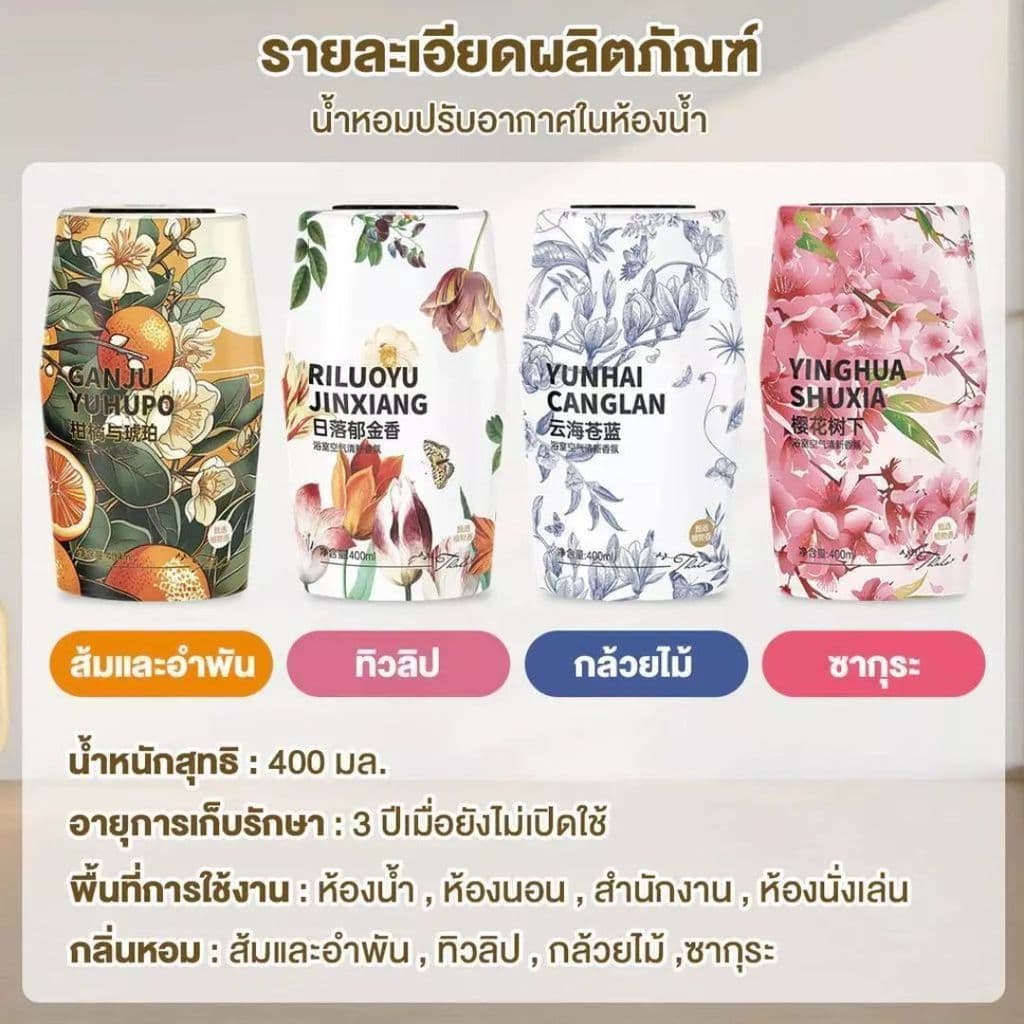 น้ำหอมปรับอากาศ เจลหอมปรับอากาศ อโรม่าเธอราพี สำหรับดับกลิ่นในห้องน้ำ รถยนต์ ตู้เสื้อผ้าครัวเรือน รูปที่ 7