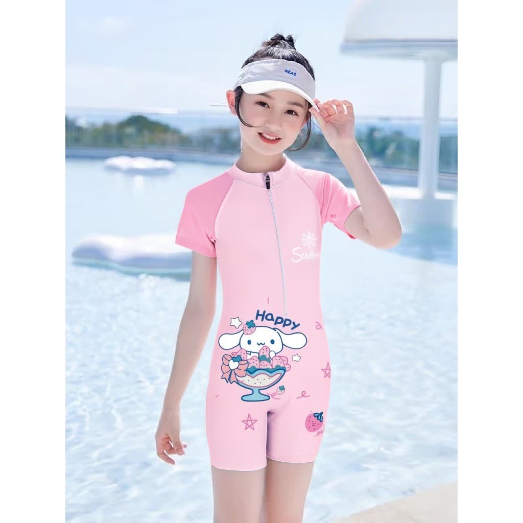 ชุดว่ายน้ำสุดน่ารักสำหรับเด็กอายุ 3-11 ปี แบบพิมพ์ลาย Kuku Melo ใหม่ ชุด Rashguard แขนสั้น/แขนยาว รูปที่ 8