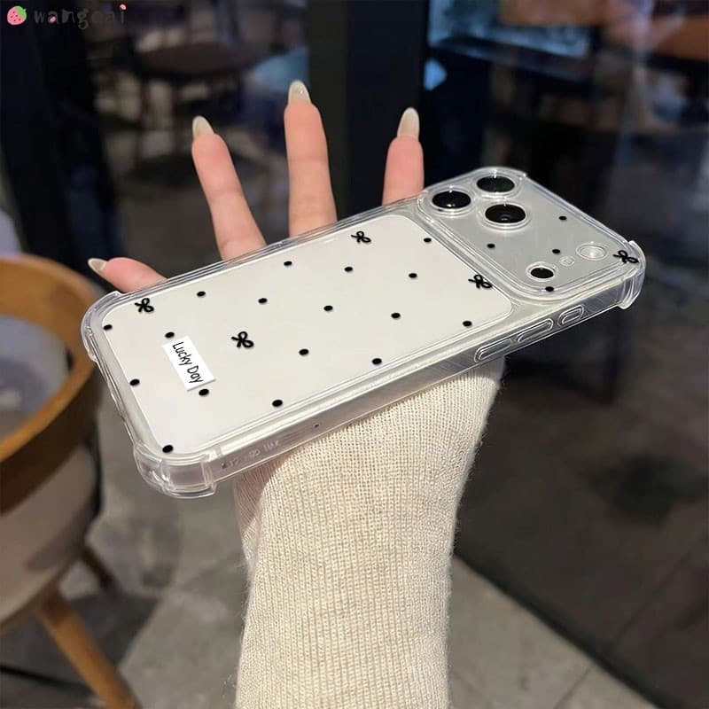 สําหรับ OPPO Reno 15 15C 15F 14F 14 ProMax Mini ค้นหา X9 X9S X8S X8 Pro Ultra Plus 5G 4G เคสโทรศัพท์สีดํา Polka Dot Bow Bowknot โปร่งใส Anti Fall Soft ปลอกกรณีฝาครอบ รูปที่ 6