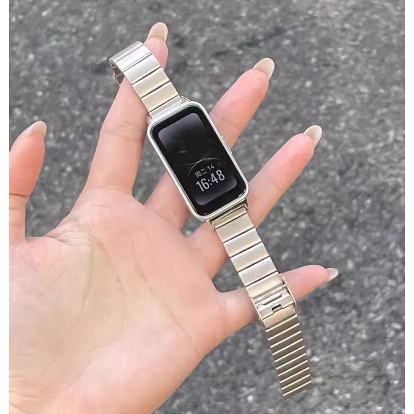 Stainless Steel Watch Strap For สาย Huawei Band 11 pro Strap Metal Huawei Band 11 สาย Steel สาย Huawei Band 10 Strap Slim Huawei Band 6/ Huawei Band 7/ Huawei Band 11 pro สาย Huawei Band 9 Strap Huawei band 7 Strap Replacement Huawei Band 11 pro สาย รูปที่ 7