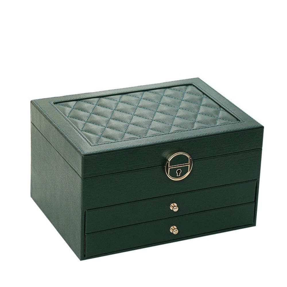 WREN Jewelry Organizer ที่เก็บต่างหูและสร้อยคอสามชั้น​ กล่องเก็บเครื่องประดับความจุขนาดใหญ่พร้อมกุญแจ​ กล่องใส่เครื่องประดับสําหรับเดินทางแบบถือหนัง ปู่​ ตารางโต๊ะเครื่องแป้งองค์กร​ รูปที่ 5