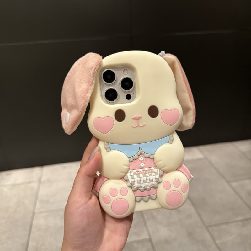 3ง หูตุ๊กตาน่ารักการ์ตูนสุนัขซิลิโคนเคสโทรศัพท์สําหรับ ไอโฟน 17 16 15 14 13 12 11 มือโปร สูงสุด ปลอกการ์ตูนสัตว์ซิลิโคนอ่อนนุ่มฝาครอบป้องกันสําหรับ ไอโฟน16โปรแม็กซ์ ก รูปที่ 2