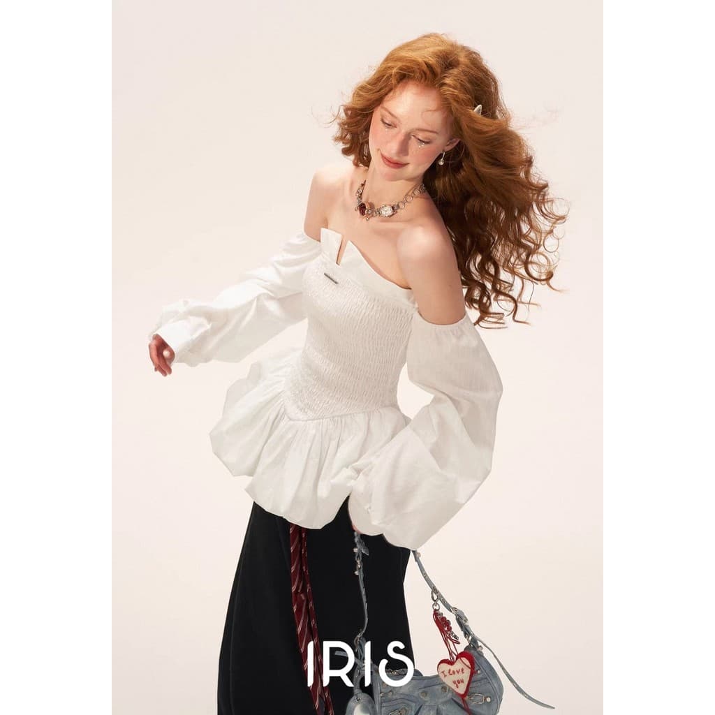 IRIS BOUTIQUE 26ssNew collectionIS8744Elara Off-Shoulder Smocked Peplum Top ดีไซน์เสื้อเปิดไหล่สม็อคช่วงอก รูปที่ 3