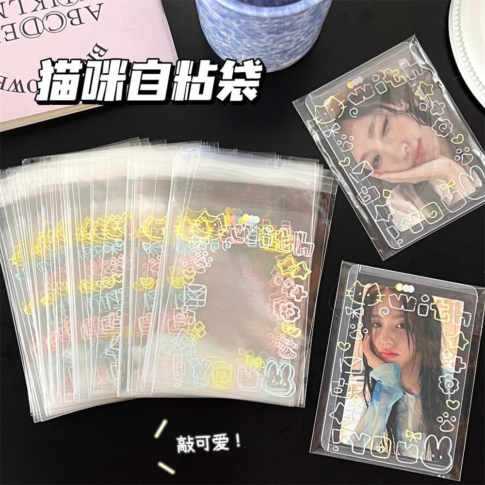 COZII ถุงซีลเก็บการ์ดไอดอล 100ชิ้น ลายแมวน่ารัก โปร่งใส กันน้ำ กันฝุ่น กันรอย ซองใส่โฟโต้การ์ด การ์ดสะสม 8x10+3ซม รูปที่ 8