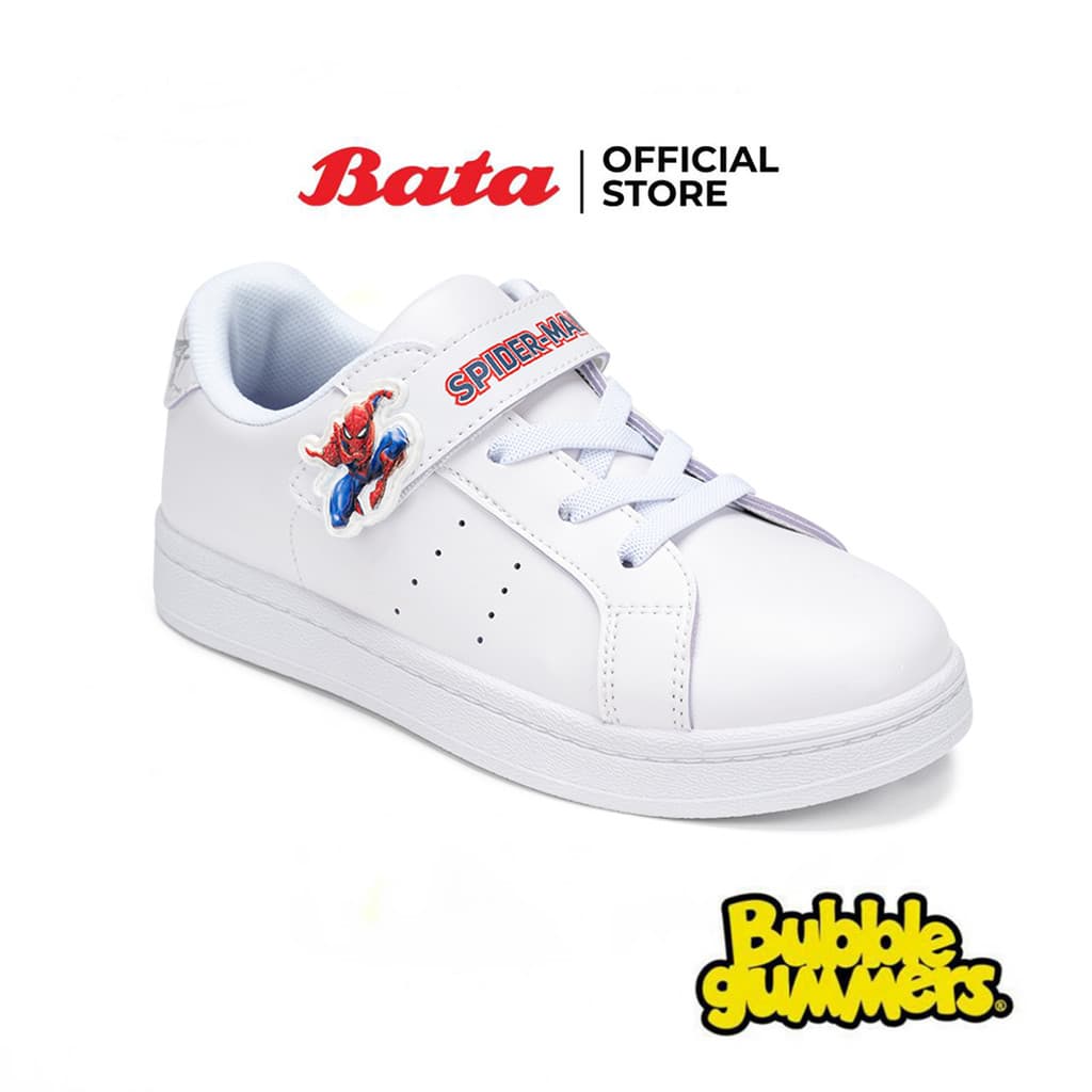 Bata บาจา BBG รองเท้านักเรียนผ้าใบพละ ลายสไปเดอร์แมน สำหรับเด็กผู้ชาย รุ่น SPIDERMAN_G126 สีขาว 3411202