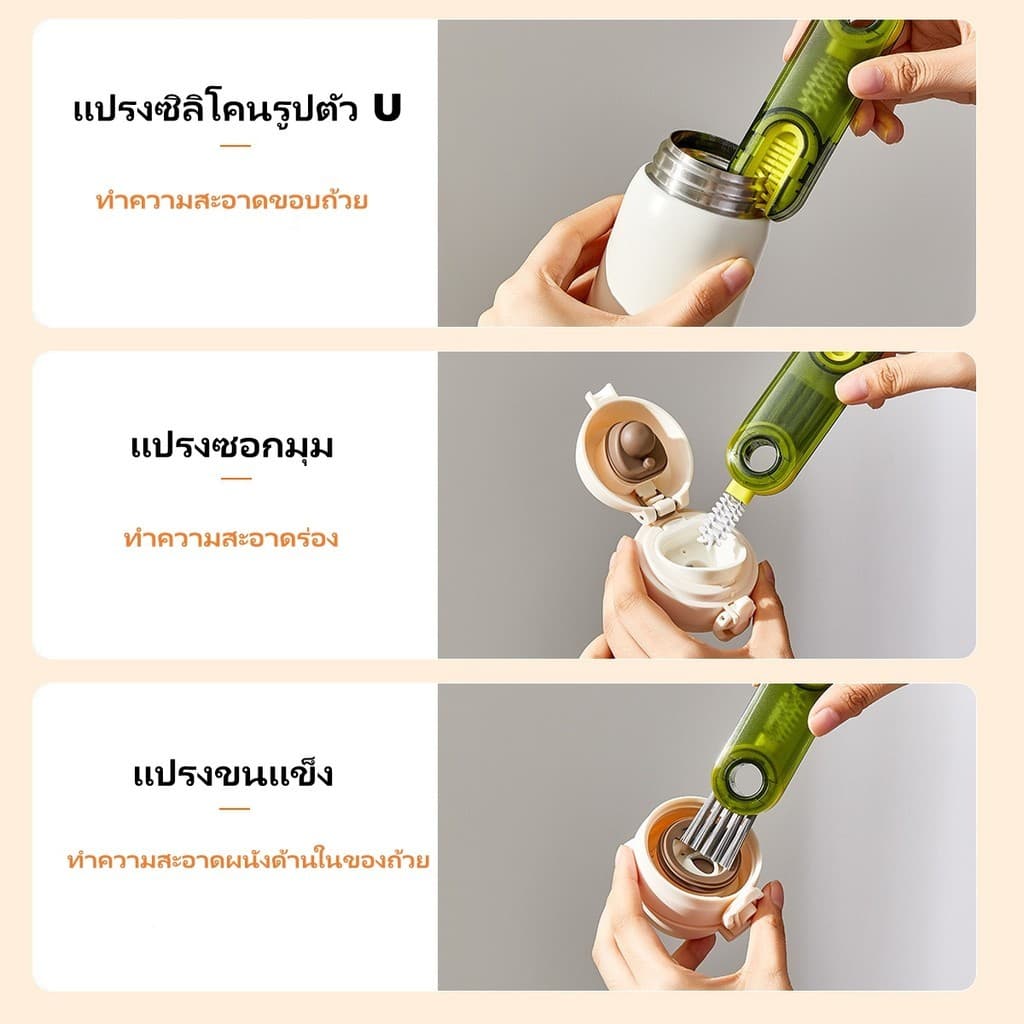 Sanli แปรงถ้วยอเนกประสงค์ แปรงทำความสะอาด 3 in 1 แปรงล้าง ทำความสะอาดง่าย หมุน360องศา รูปที่ 4