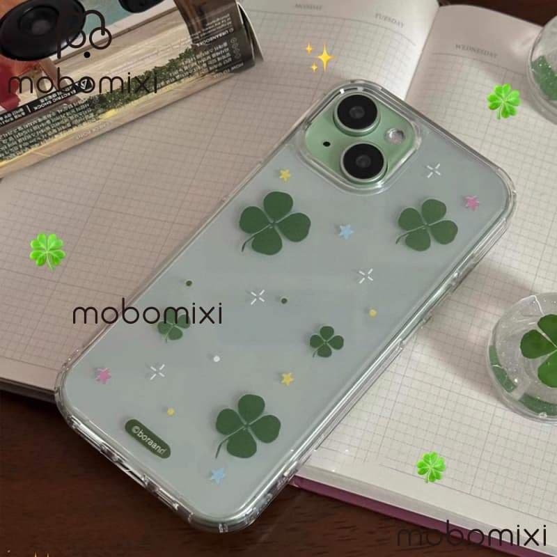 สําหรับOPPO A6X A6 A5 5G A5i A3 A3X A5 PRO A3 PRO A38 A79 A58 A18 A57 2022 A17 A95 สดFour-leaf Cloverดอกไม้กันกระแทกTPUเคสโทรศัพท์ รูปที่ 2