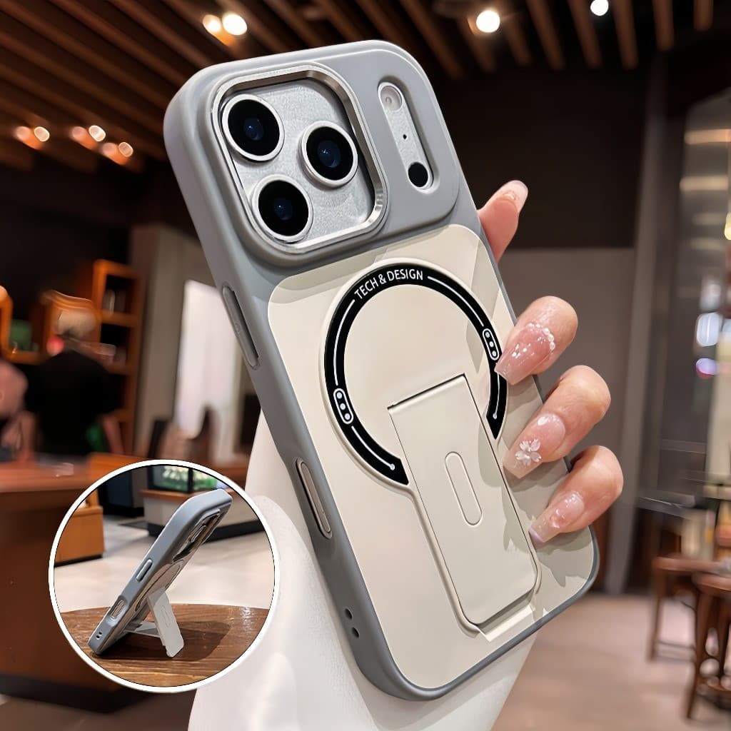 เคสขาตั้งแบบด้านหรูหราสําหรับ ไอโฟน 17 16 15 14 13 มือโปร สูงสุด ฝาครอบกันกระแทกซิลิโคน รูปที่ 1