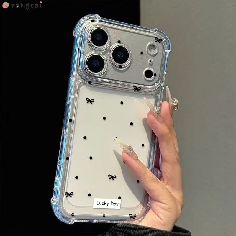 สําหรับ OPPO Reno 15 15C 15F 14F 14 ProMax Mini ค้นหา X9 X9S X8S X8 Pro Ultra Plus 5G 4G เคสโทรศัพท์สีดํา Polka Dot Bow Bowknot โปร่งใส Anti Fall Soft ปลอกกรณีฝาครอบ รูปที่ 4